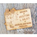   Retro jegyespár, figurás köszönetajándék, modern fa hűtőmágnes