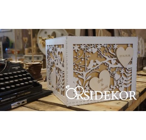 Nászajándékgyűjtő doboz/persely fából