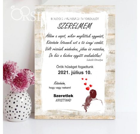 FIATALOS HÁZASSÁGI ÉVFORDULÓ Ajándék tábla