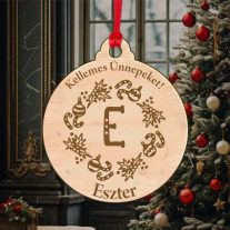 Neves karácsonyfadísz gravírozva