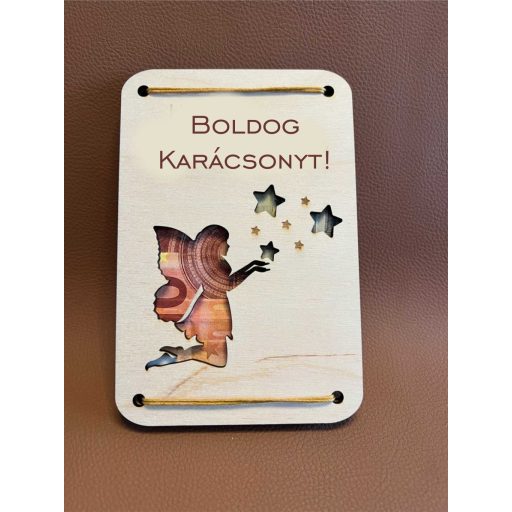 Karácsonyi pénzátadó angyalkás megszemélyesítve
