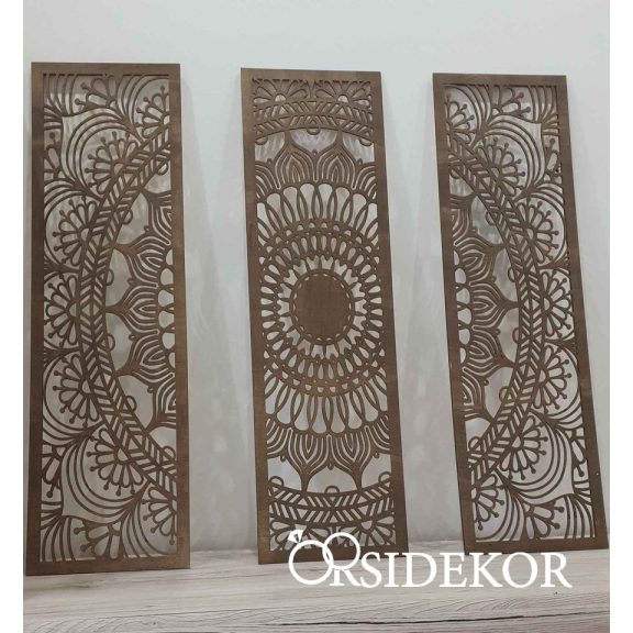 3 részes mandala falikép fából