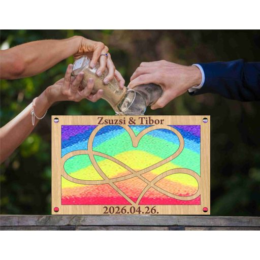 Homokceremónia doboz – gravírozott végtelen és szív szimbólummal