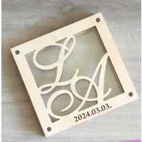 Modern esküvői homoköntő szett monogramos kivitelben