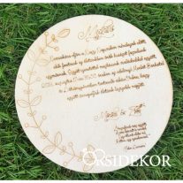 Esküvői meghívó fából - kör forma