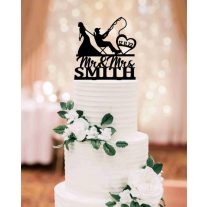 Esküvői tortadísz  horgász – névre szóló