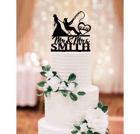 Esküvői tortadísz horgász – névre szóló Esküvői tortadísz horgász – névre szóló