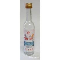 Pálinkás üveg egyedi matricával