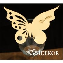 Pohárra tehető ültetőkártya, pillangós