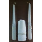   Gyertyaszett polgári szertartásra, csipkével és gyönggyel 