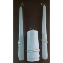   Gyertyaszett polgári szertartásra, csipkével és gyönggyel 