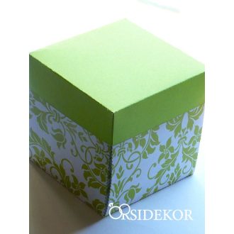   Dobozos esküvői meghívó színes, mintás grafikával, 7x7 cm