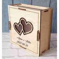 Jókívánság gyűjtő doboz szíves, sorsjegy esküvőre