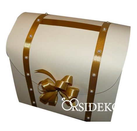 Nászajándékgyűjtő doboz/persely szalaggal és gyönggyel