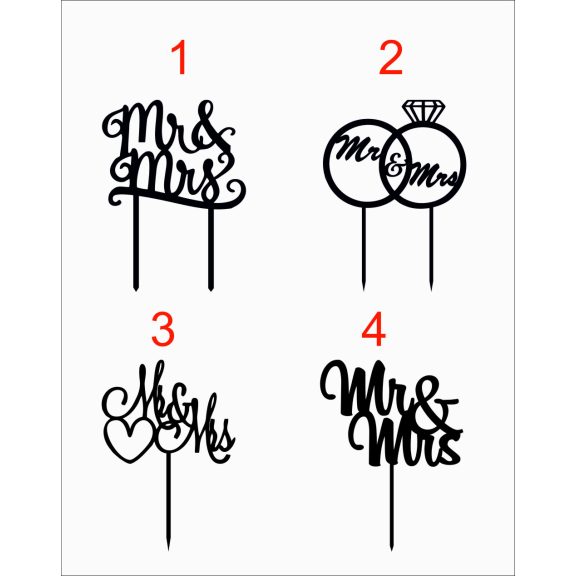 Esküvői tortadísz, Mr&Mrs több féle minta