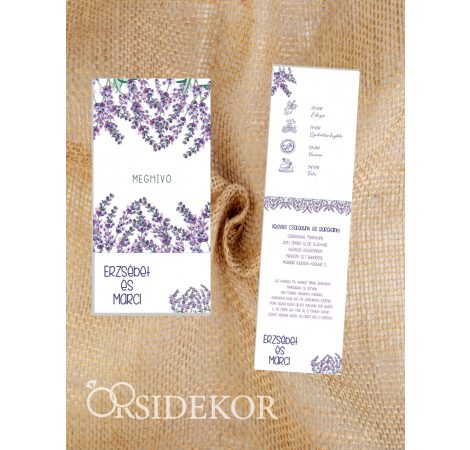 Levendula virágos esküvői meghívó