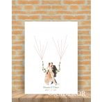 Ujjlenyomat fa hintázó ifjú pár- esküvői vendégkönyv