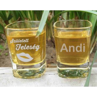Lánybúcsú feles pohár gravírozva_Született Feleség