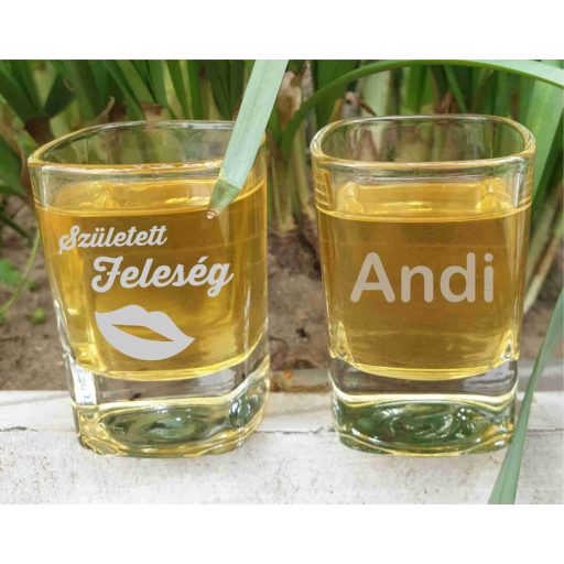 Lánybúcsú feles pohár gravírozva_Született Feleség