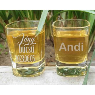 Lánybúcsú feles pohár gravírozva