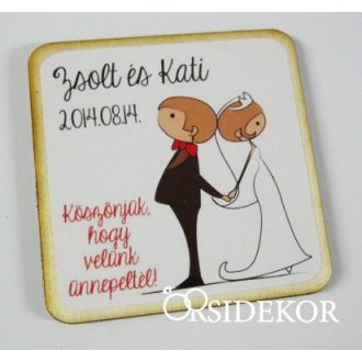   Köszönetajándék esküvői fényképes hűtőmágnes, 5x5cm