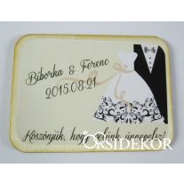 Köszönetajándék esküvői hűtőmágnes, 5x7 cm