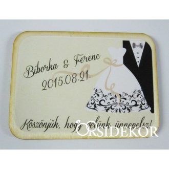 Köszönetajándék esküvői hűtőmágnes, 5x7 cm