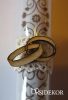 Kémcsöves esküvői meghívó csipkével és fa gyűrűkkel