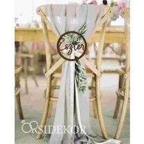 Esküvői szék dekoráció névvel kör alakú