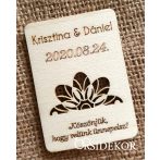 Köszönetajándék esküvői hűtőmágnes fából