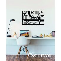 Absztrakt geometrikus falikép fából