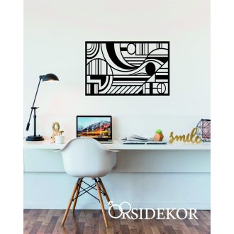 Absztrakt geometrikus falikép fából