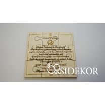 Puzzle meghívó organza zsákban