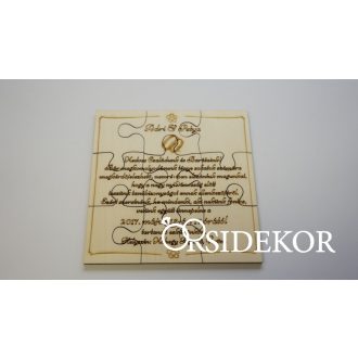 Puzzle meghívó organza zsákban