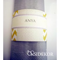 Modern cakkos szalvétagyűrű és ültetőkártya egyben