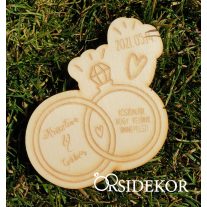 Gyűrűs köszönetajándék, modern fa hűtőmágnes