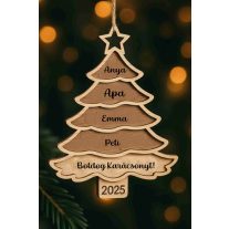 Megszemélyesített karácsonyfadísz fenyő nevekkel
