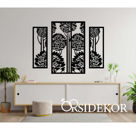 3 részes lombos fák falikép fából