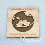 Esküvői madárkás 3D hűtőmágnes fából