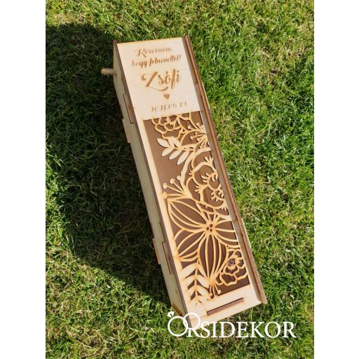 Gravírozott esküvői boros doboz - szülőköszöntő ajándék