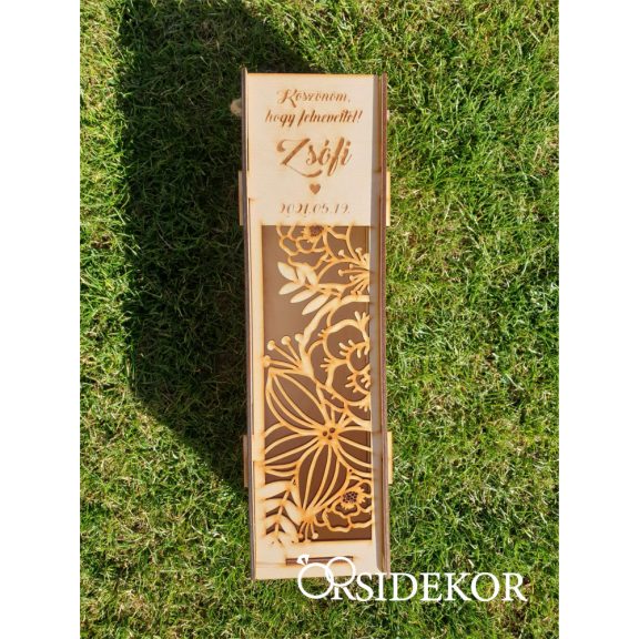 Gravírozott esküvői boros doboz - szülőköszöntő ajándék