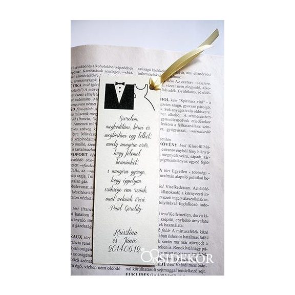 Egyedi esküvői köszönetajándék könyvjelző