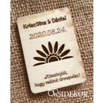 Köszönetajándék virág, esküvői hűtőmágnes fából