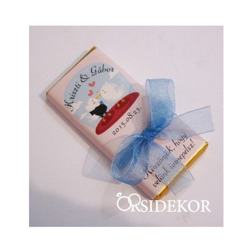 Köszönetajándék csoki masnival átkötve