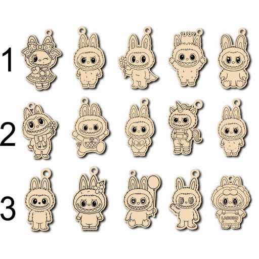 Labubu Figura Natúr Fából
