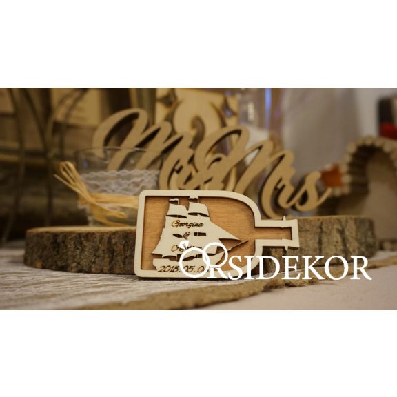 Hajó 3D hűtőmágnes fából