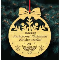Angyalkás neves karácsonyfadísz