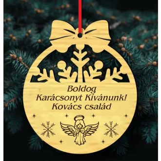 Angyalkás neves karácsonyfadísz