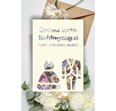 Nászajándék pénzátadó képkeret esküvőre