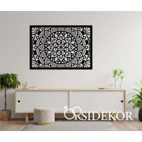 Virágos mandala falikép fából